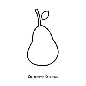 Coloriage d'une poire avec une feuille