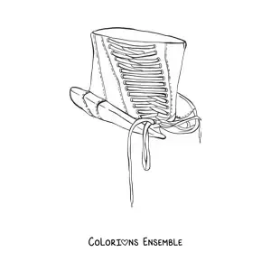 Image à colorier d'un chapeau haut-de-forme à l'ancienne