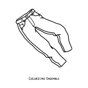 Image à colorier d'un pantalon en jean