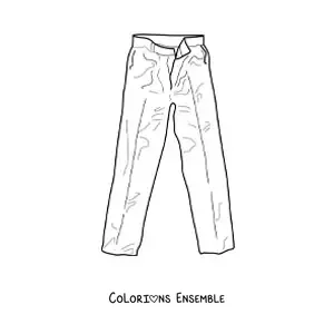 Image à colorier d'un pantalon froissé