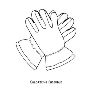 Image à colorier d'une paire de gants