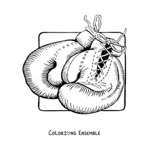 Image à colorier d'une paire de gants de boxe