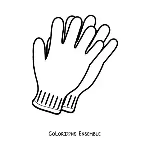 Image à colorier d'une paire de gants d'hiver