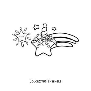 Image à colorier d'une étoile filante kawaii