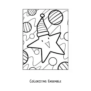 Image à colorier d'une étoile de Noël rigolote
