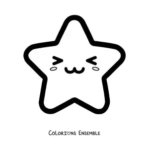 Image à colorier d'une étoile animée kawaii
