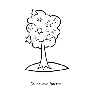 Image à colorier d'un arbre d'étoiles