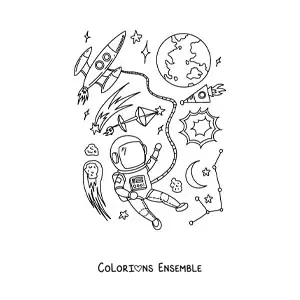 Image à colorier de la Terre dans l'espace
