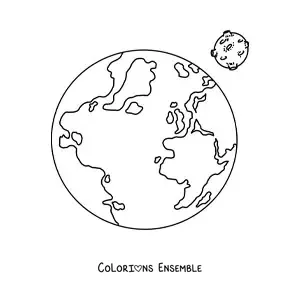 Image à colorier de la Terre et de la Lune