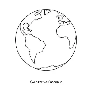 Image à colorier de la planète Terre