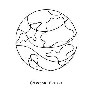 Image à colorier de la Terre vue depuis l'espace