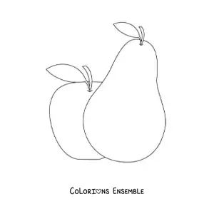 Coloriage d'une poire et d'une pomme