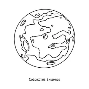 Image à colorier de la planète Mercure
