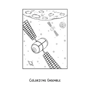 Image à colorier de deux satellites artificiels