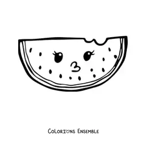 Image à colorier d’une pastèque kawaii