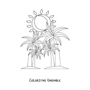 Dessin à colorier d’un paysage d’été.