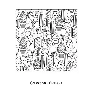 Dessin à colorier de plusieurs glaces d’été.