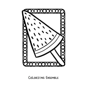 Dessin à colorier d’une glace à la pastèque d’été.