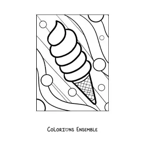Dessin à colorier d’un cornet de glace pour l’été.