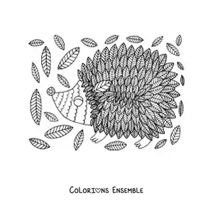 Dessin à colorier d’un hérisson d’automne.