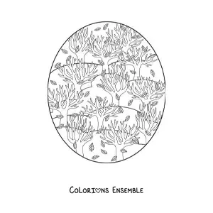 Dessin à colorier de plusieurs arbres en automne.