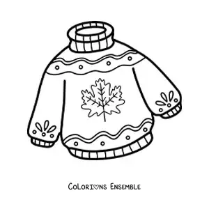 Dessin à colorier d’un pull d’automne.