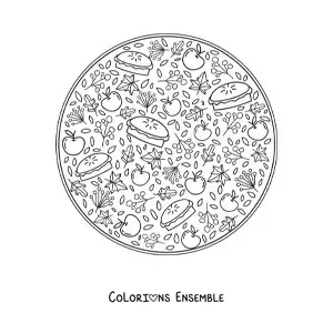 Dessin à colorier de plusieurs pommes et de bottes pour l’automne.