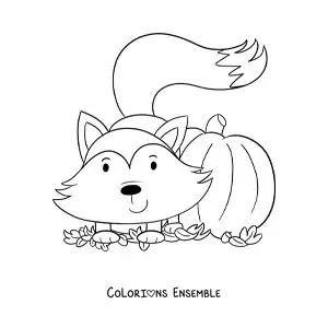 Dessin à colorier d’un renard en automne.