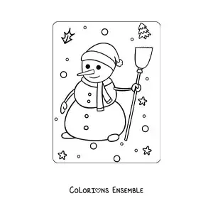 Dessin à colorier d’un bonhomme de neige.