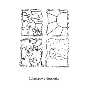 Image à colorier des quatre saisons de l’année