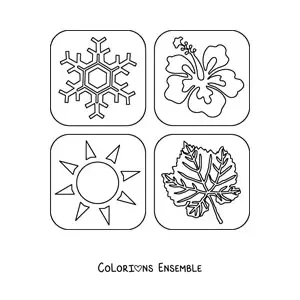 Image à colorier des éléments des quatre saisons