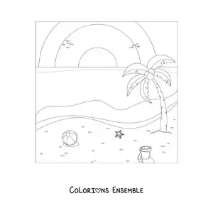 Image à colorier d’un paysage de plage