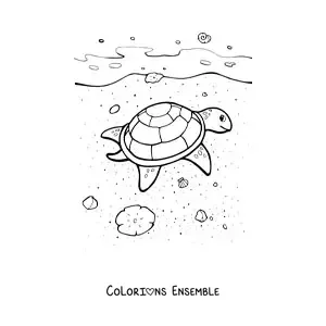 Image à colorier d’une tortue de mer sur la plage