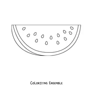 Image à colorier d'une demi-pastèque vue de face