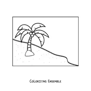 Image à colorier d’un palmier de plage