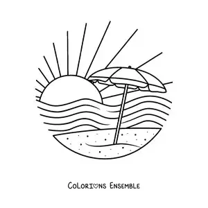 Image à colorier d’un parasol de plage