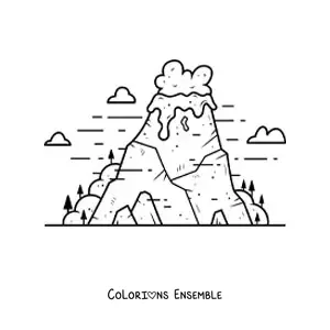 Image à colorier d’un volcan actif