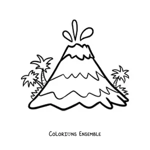 Image à colorier d’un volcan en éruption