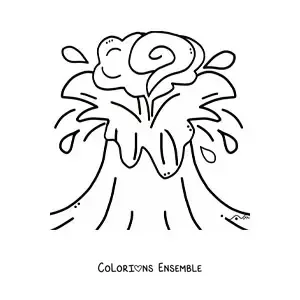 Image à colorier d’une éruption volcanique