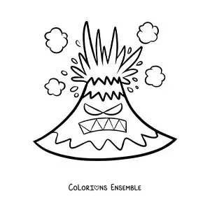Image à colorier d’un volcan tout fâché en éruption