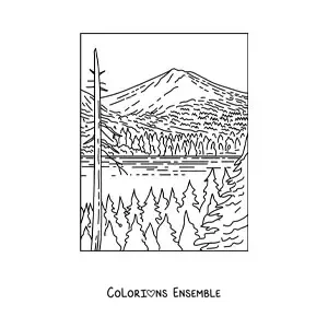 Image à colorier d’un volcan inactif
