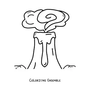 Image à colorier de la fumée et de la lave d’un volcan