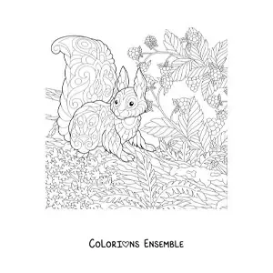 Image à colorier d'un écureuil de la forêt en style mandala