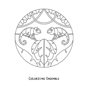 Image à colorier de deux caméléons sauvages