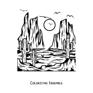 Image à colorier d'un désert