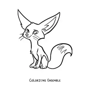 Image à colorier d'un renard du désert