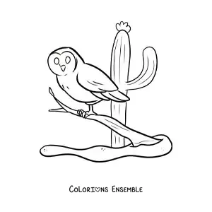 Image à colorier d'une chouette du désert