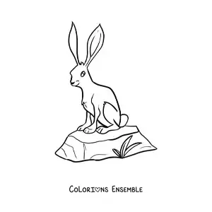 Image à colorier d'un lièvre du désert