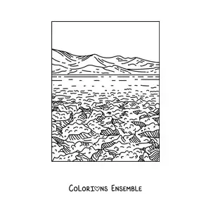 Image à colorier d'un paysage au climat aride