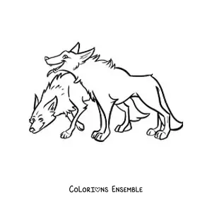 Image à colorier de deux coyotes du désert
